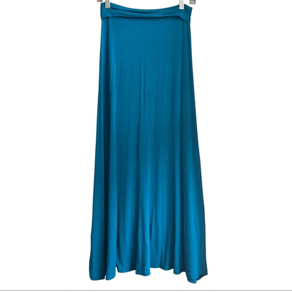 Made by Johnny dark turquoise long fold over waistband maxi skirt sz M - Picture 2 of 4